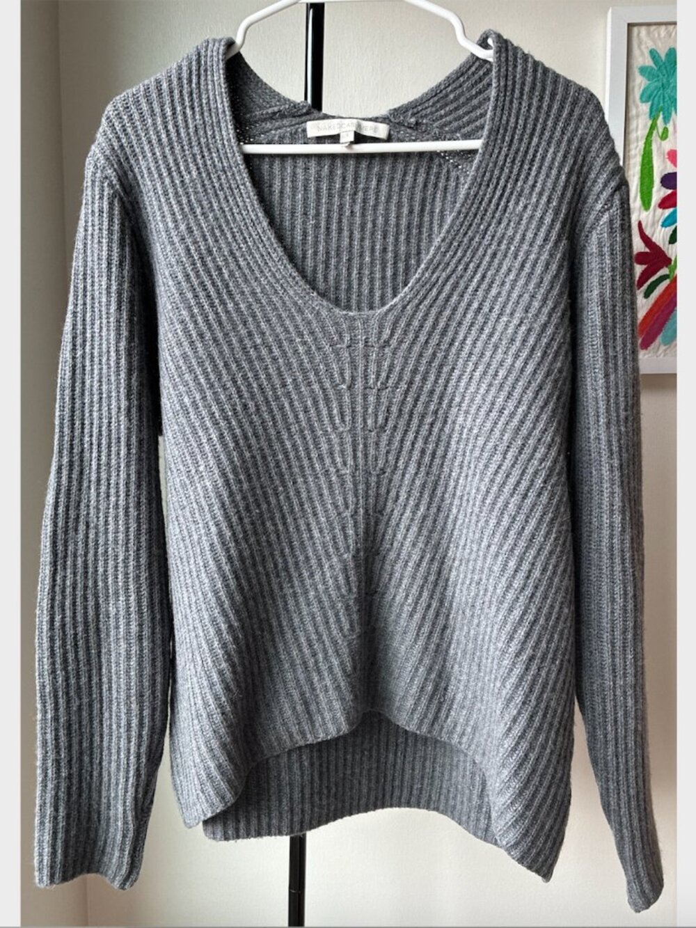 NakedCashmere Heather Gray V-Neck Knit Sweater - Size S